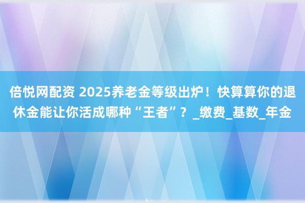 倍悦网配资 2025养老金等级出炉！快算算你的退休金能让你活成哪种“王者”？_缴费_基数_年金